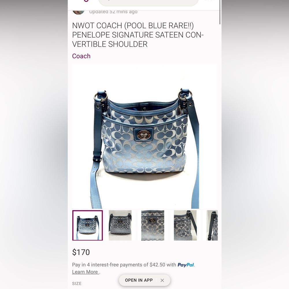 Coach Penelope Signature Bag (Pool Blue) - Picture 6 of 6